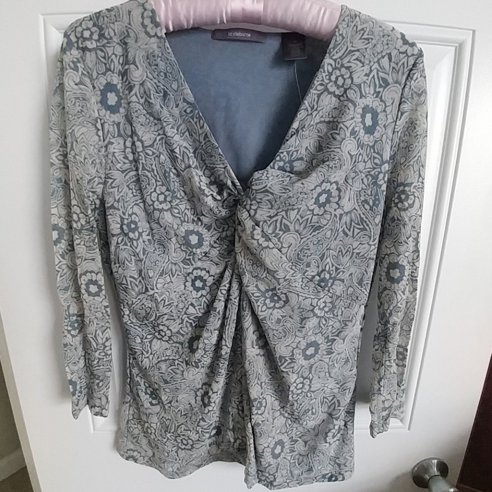 Liz Claiborne 3/4 sleeve print top